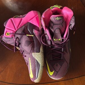 Nike LeBron Basketball Shoes - Pink and Yellow